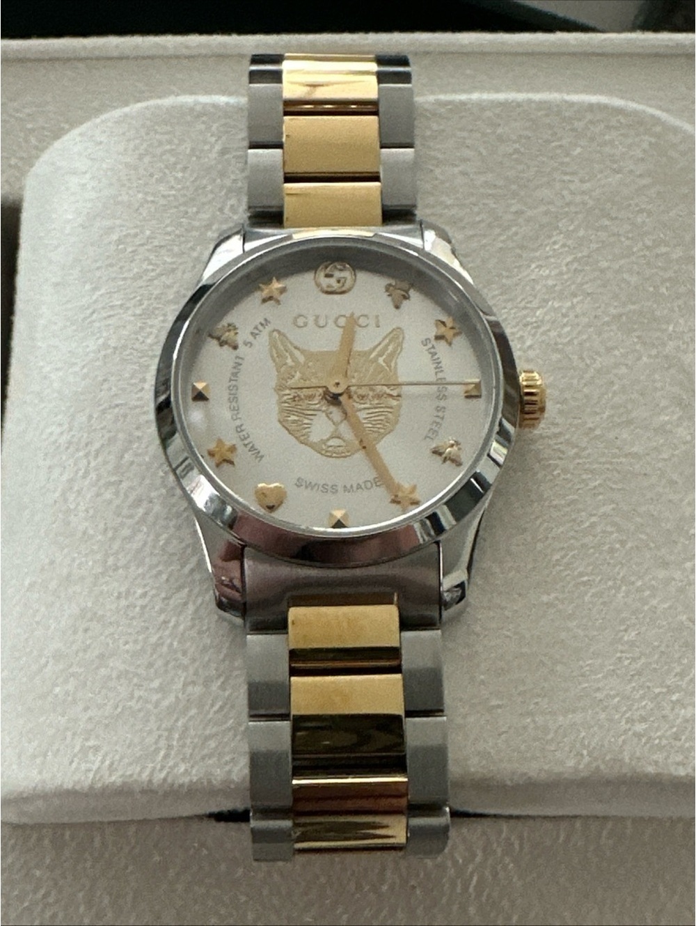 Gucci Silver and Rose Gold Cat Dial Watch - Picture 2 of 6